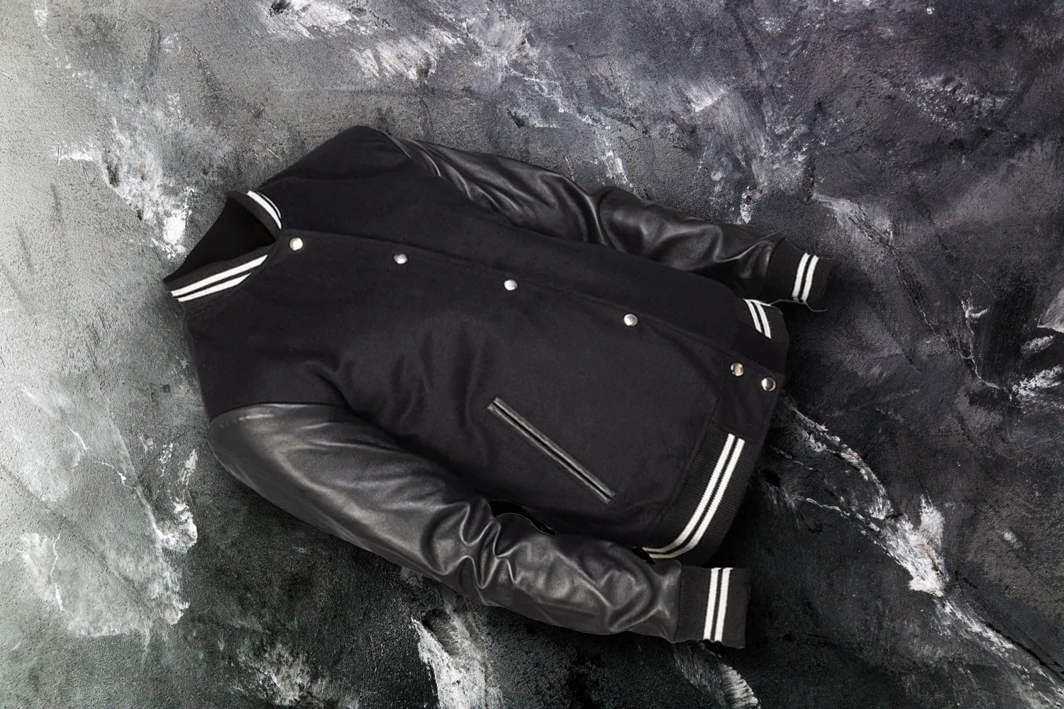 Vaxton Black Striped Hybrid Varsity Jacket - Image 5