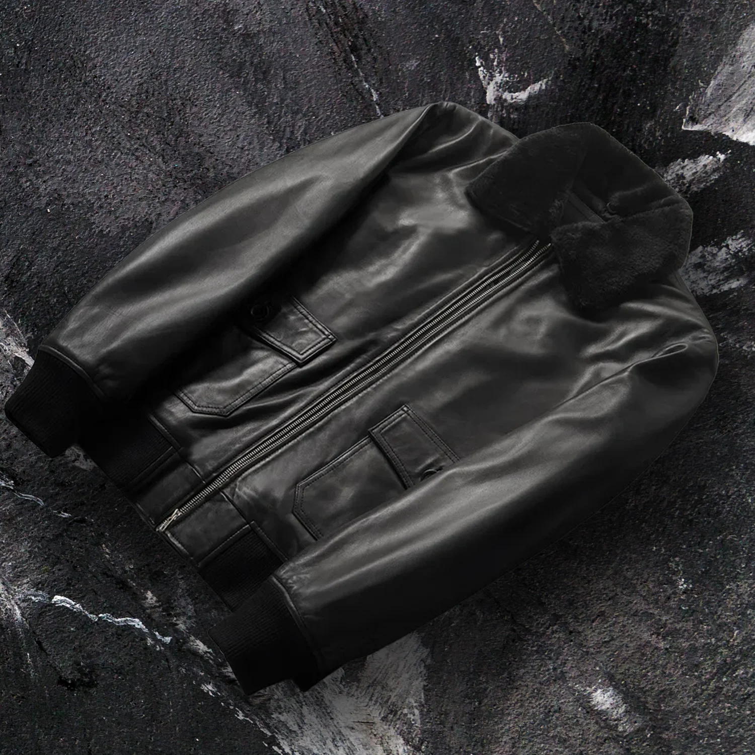 Airin G-1 Black Leather Bomber Jacket - Image 6