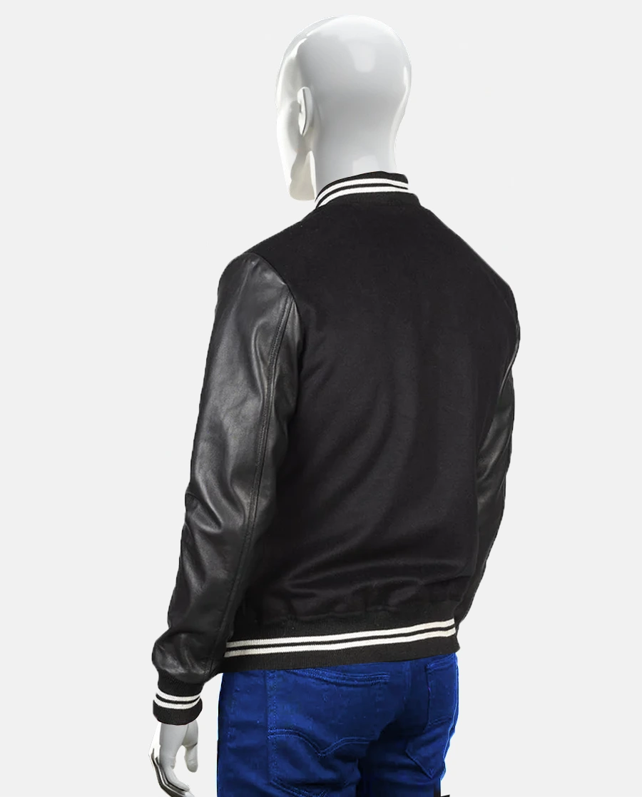 Vaxton Black Striped Hybrid Varsity Jacket - Image 3