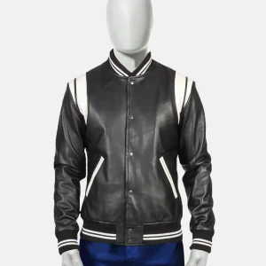 Supreme Black Leather Varsity Jacket